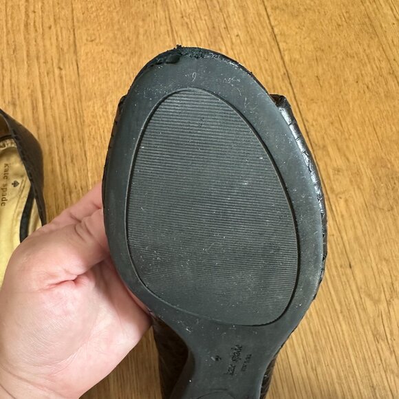 Kate Spade Peeptoe Flat, Black with Faux Pearls Sz 6.5 - Picture 6 of 8